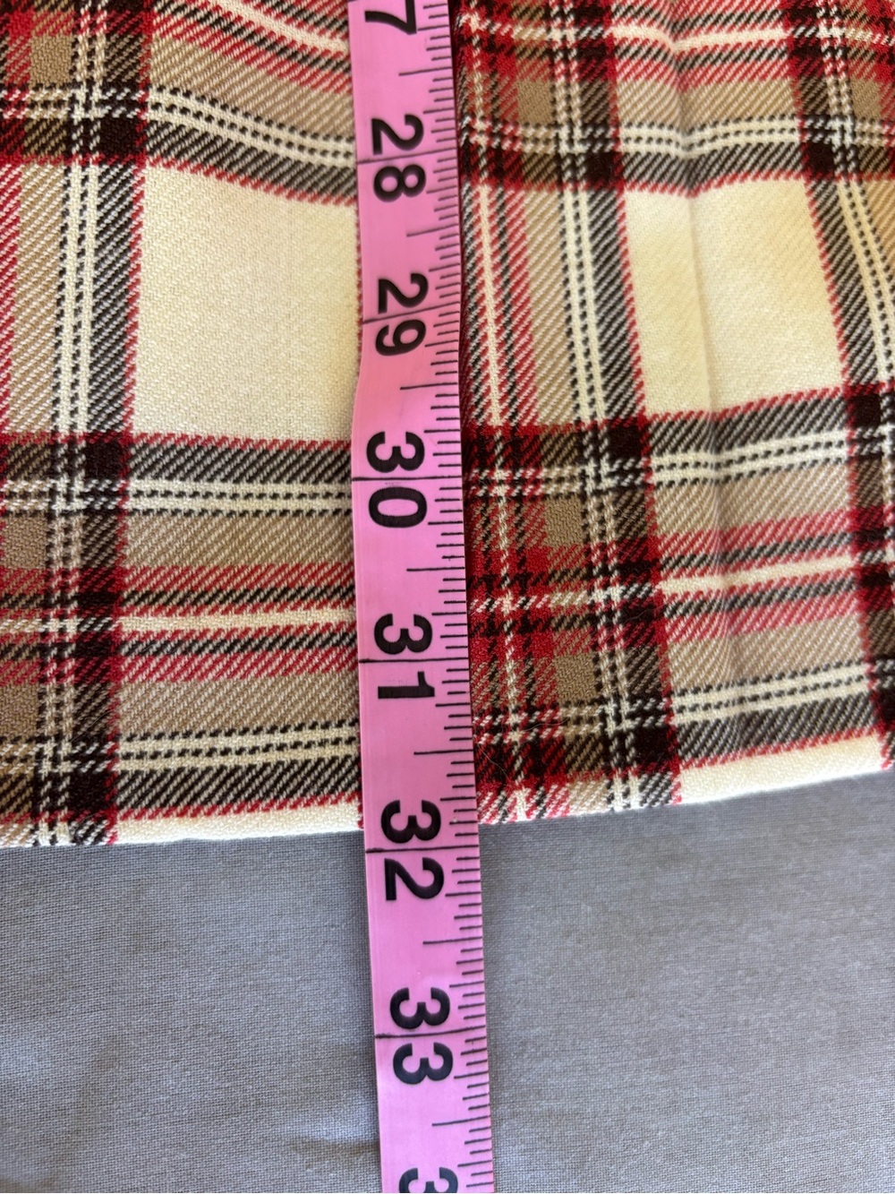 Vintage Pendelton 100% Wool Pleated Midi Skirt Cream Red Tartan Plaid 16 - Picture 6 of 8
